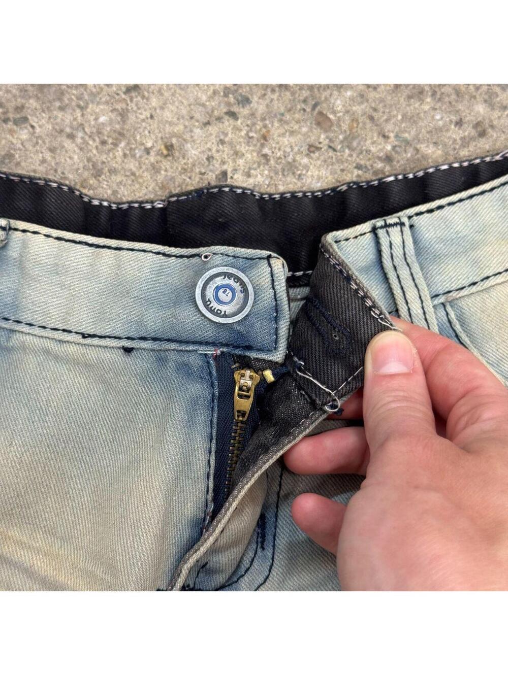 Vintage Y2K Low Rise Denim Micro Shorts Light Wash - Picture 2 of 7